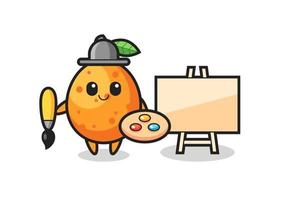 illustratie van Kumquat-mascotte als schilder vector
