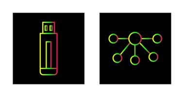 USB rit en knooppunten icoon vector