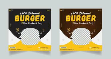 heet en heerlijk hamburger sociaal media sjabloon ontwerp vector