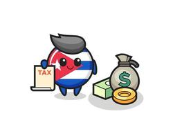 karakter cartoon van Cuba vlag badge als accountant vector