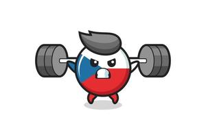 Tsjechische vlag badge mascotte cartoon met een barbell vector