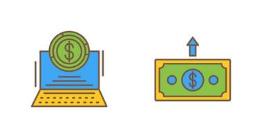 taart tabel en geld omhoog icoon vector