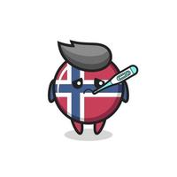 noorse vlag badge mascotte karakter met koorts voorwaarde vector