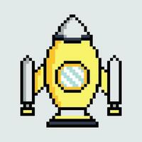 pixel kunst van een geel raket schip vector