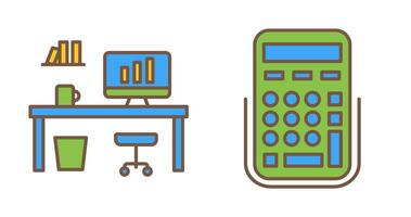 kantoor bureau en rekenmachine icoon vector