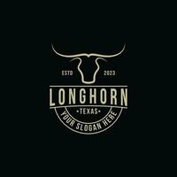 wijnoogst retro stijl Texas Longhorn logo ontwerp ideeën vector