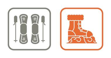vaardigheden en sneeuw laarzen icoon vector