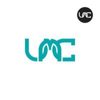 brief umc monogram logo ontwerp vector