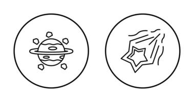 Saturnus en het schieten ster icoon vector