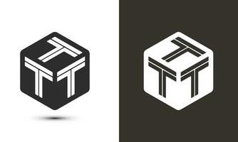 t t t brief logo ontwerp met illustrator kubus logo, vector logo modern alfabet doopvont overlappen stijl. premie bedrijf logo icoon. wit kleur Aan zwart achtergrond