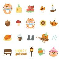 icoon collectie.set van schattig kat in herfst concept.huisdier dier vector