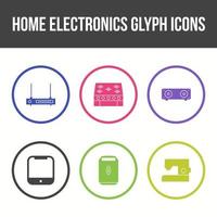 unieke huiselektronica glyph icon set vector