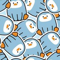 naadloos patroon van schattig pinguïn zitten sticker tekenfilm achtergrond.dier karakter ontwerp.baby kleding afdrukken screen.bird.repeat.kawaii.vector.illustratie. vector