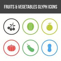 unieke fruit en groente vector icon set