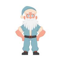 de kerstman claus met een groot wit baard in een blauw nieuw jaar pak. tekenfilm stijl vector