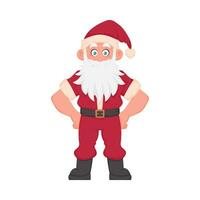 de kerstman claus met een groot wit baard in een rood nieuw jaar pak. tekenfilm stijl vector