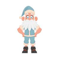 de kerstman claus met een groot wit baard in een blauw nieuw jaar pak. tekenfilm stijl vector