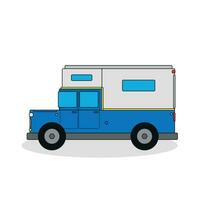 blauw camper vrachtauto geïsoleerd Aan wit vector