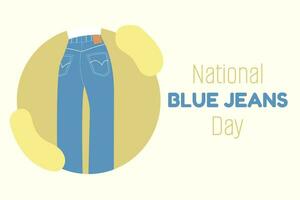 nationaal blauw jeans dag. vrouw hoog getailleerd regelmatig besnoeiing jeans denim dag. vector