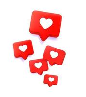komische stijl ballonnen met harten. pictogrammen voor sociale media vector
