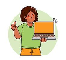 zwart vrouw draag- een laptop vector