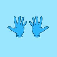 blauwe hand met handschoenen geïsoleerde vector illustratie cartoon stijl