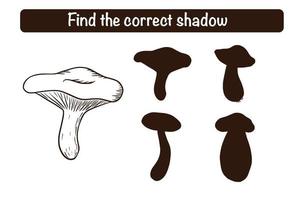 vind het juiste russula silhouette educatief spel voor kinderen vector