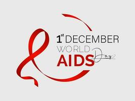 wereld AIDS dag bewustzijn achtergrond rood banier lint en globaal ondersteuning vector illustratie. achtergrond, banier, kaart, poster ontwerp.