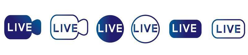 live streaming pictogrammen instellen. symbolen voor live video-uitzendingen. vector