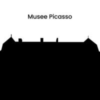 silhouet in zwart van Picasso museum in Parijs, Frankrijk geïsoleerd Aan een wit achtergrond, vector illustratie