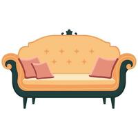 comfortabel sofa Aan wit achtergrond. tekenfilm stijl. vector illustratie.