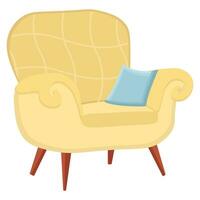 knus fauteuil Aan wit achtergrond. tekenfilm stijl. vector illustratie.