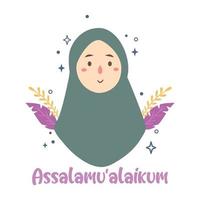 muslimah meisje assalamualaikum vector