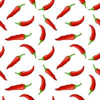 naadloos patroon met rood Chili peper vector illustratie Aan wit achtergrond voor keuken textiel.