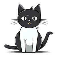 schattig tekenfilm zwart en wit kat. vector illustratie geïsoleerd Aan wit achtergrond.