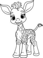 hand- getrokken schets van giraffe, zwart en wit tekening vector