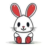 schattig wit konijn Aan wit achtergrond. vector illustratie in tekenfilm stijl.