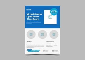 open huis virtuele school flyer sjabloonontwerp. vector
