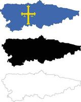 Asturië kaart icoon. Asturië kaart clip art. Asturië vlag kaart teken. Asturië schets. vlak stijl. vector