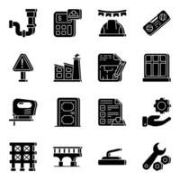 pakket reparatietools plat pictogrammen vector