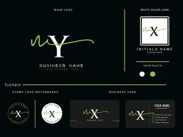 eerste mode ny logo icoon, luxe ny modern handtekening logo en presentatie vector