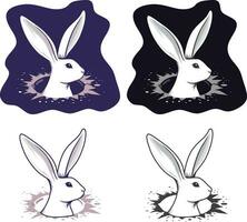 wit konijn oren ontstaan van een donker gat tekenfilm stijl vector illustratie, wit konijn of konijn in waarschuw komt eraan uit van een grond gat geïsoleerd Aan wit achtergrond voorraad vector beeld