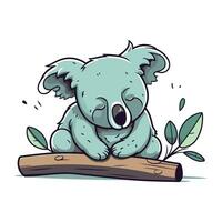 schattig tekenfilm koala zittend Aan een logboek. vector illustratie.