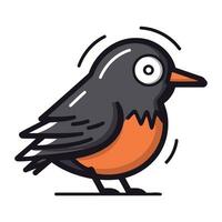 schattig tekenfilm zwart vogel geïsoleerd Aan wit achtergrond. vector illustratie.