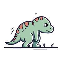 dinosaurus vector illustratie. schattig tekenfilm dino in vlak lijn stijl.