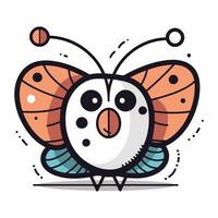vlinder tekenfilm karakter. schattig vector illustratie van vlinder.