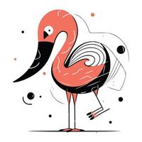 flamingo vogel. hand- getrokken vector illustratie in tekening stijl.