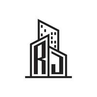 rj echt landgoed logo met gebouw stijl , echt landgoed logo voorraad vector