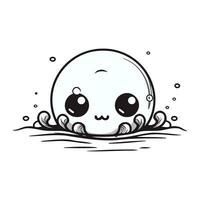 schattig kawaii buitenaards wezen gezicht in water. vector illustratie.