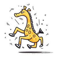 schattig tekenfilm giraffe rennen. vector illustratie in tekening stijl.